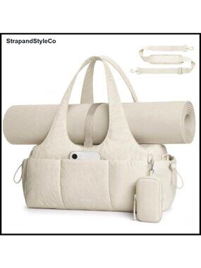 Women's Gym Duffel Bag Yoga Mat Holder 17L Wet Dry Pockets Polyester